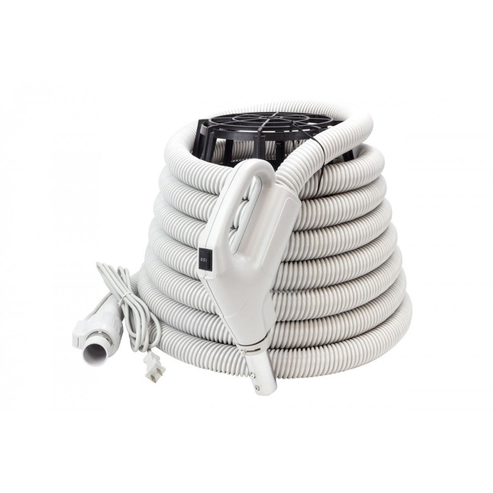 Dual-voltage Plastiflex electric central vacuum hose with gas-pump handle