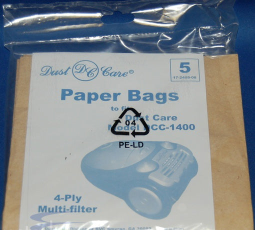 Dust Care DCC1400 Micron Vacuum Bags  - Genuine -  5 pack
