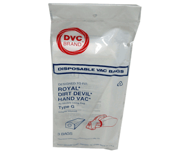 Dirt Devil Replacement Type G Paper Bags for Hand Vac Models, Package of 3