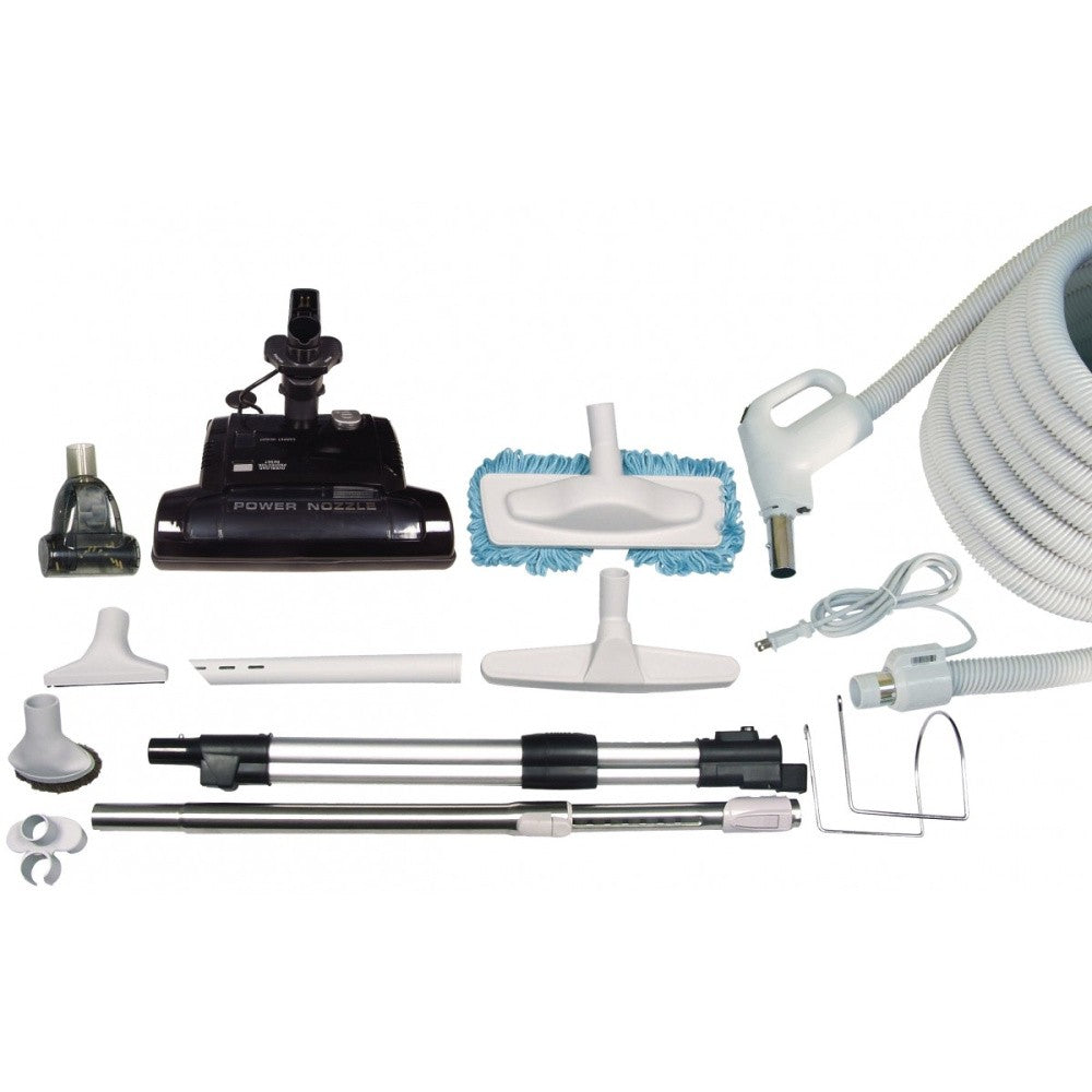 Deluxe electric central vacuum attachment kit hose with gas-pump handle