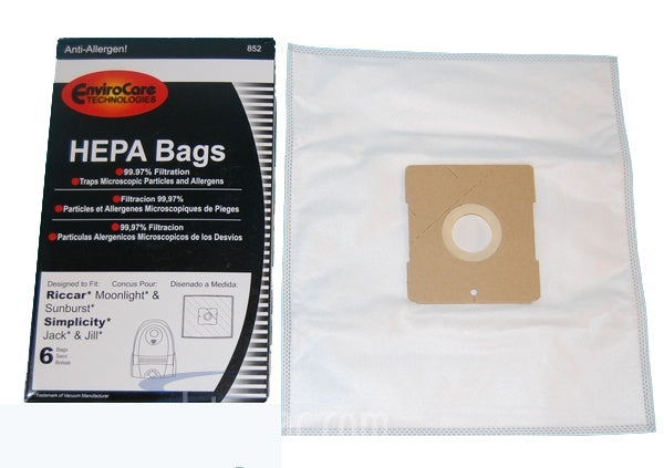 Simplicity Type Z Jack and Jill, Snap HEPA Vacuum Cleaner Bags - 6 pack Replaces SZH-6