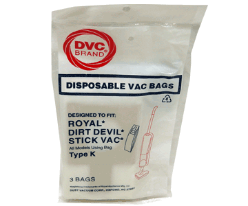 Dirt Devil Type K Vacuum Bags - Generic - 3 pack