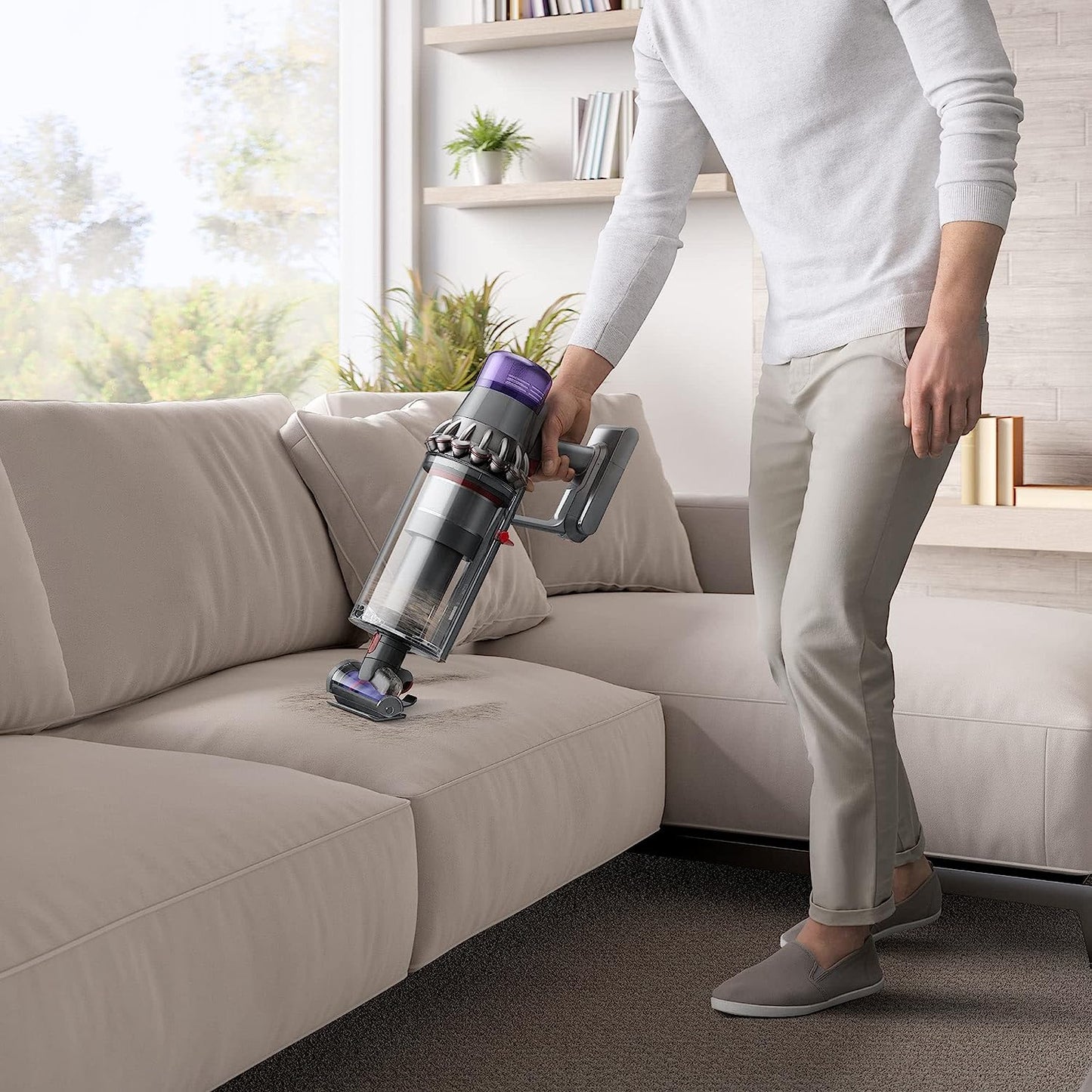 Dyson Outsize Cordless Vacuum Cleaner, Nickel/Red, Extra Large Bin & Wider Head, 447922-01