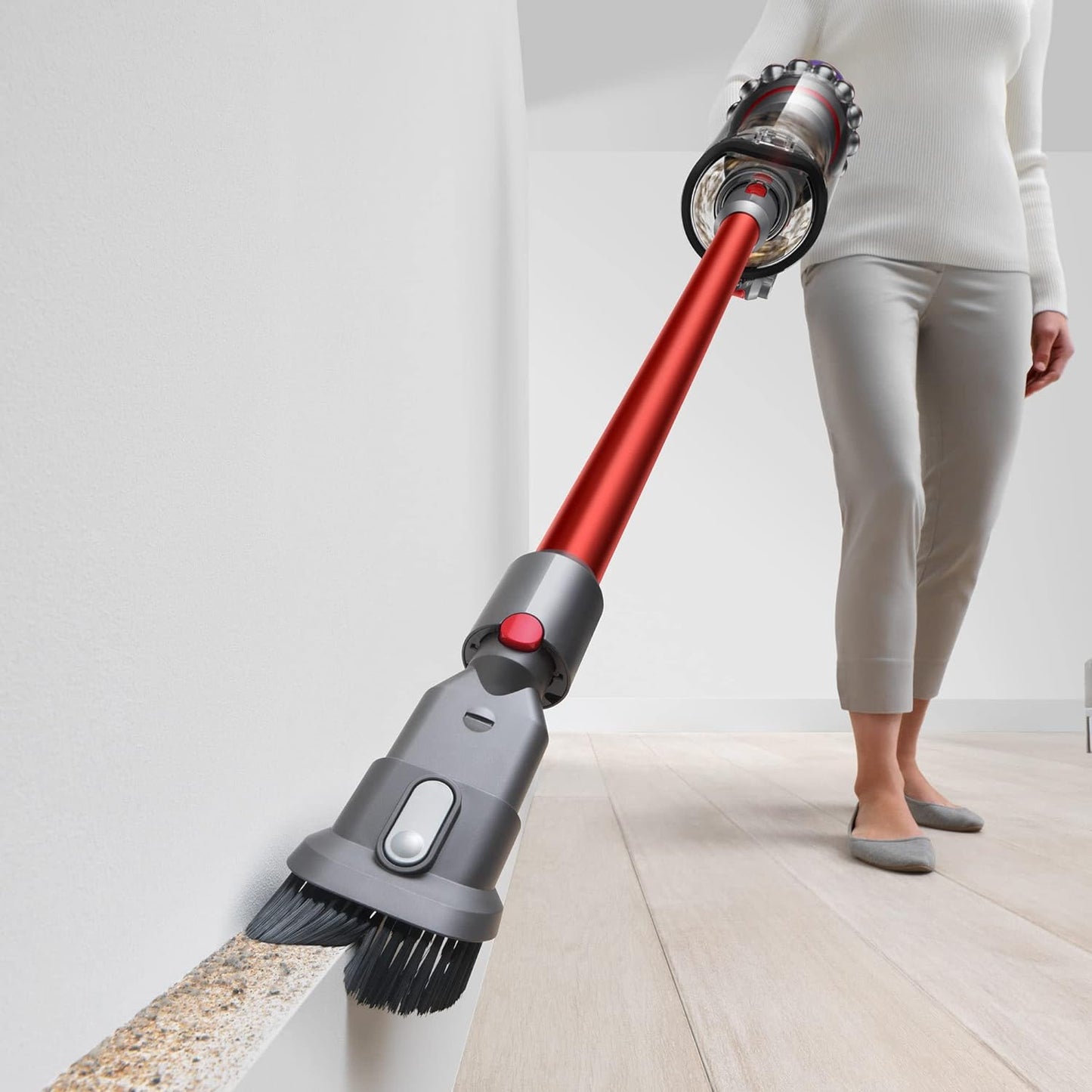 Dyson Outsize Cordless Vacuum Cleaner, Nickel/Red, Extra Large Bin & Wider Head, 447922-01
