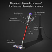 Dyson Outsize Cordless Vacuum Cleaner, Nickel/Red, Extra Large Bin & Wider Head, 447922-01