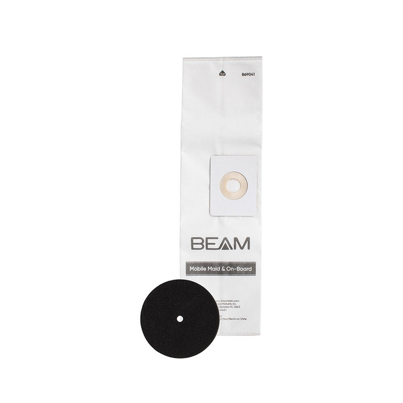 Beam Central Vac 3 Gallon Paper Bags for On-Board and Mobile Maid # 110041, B69041 - 3 Pack plus 1 Filter