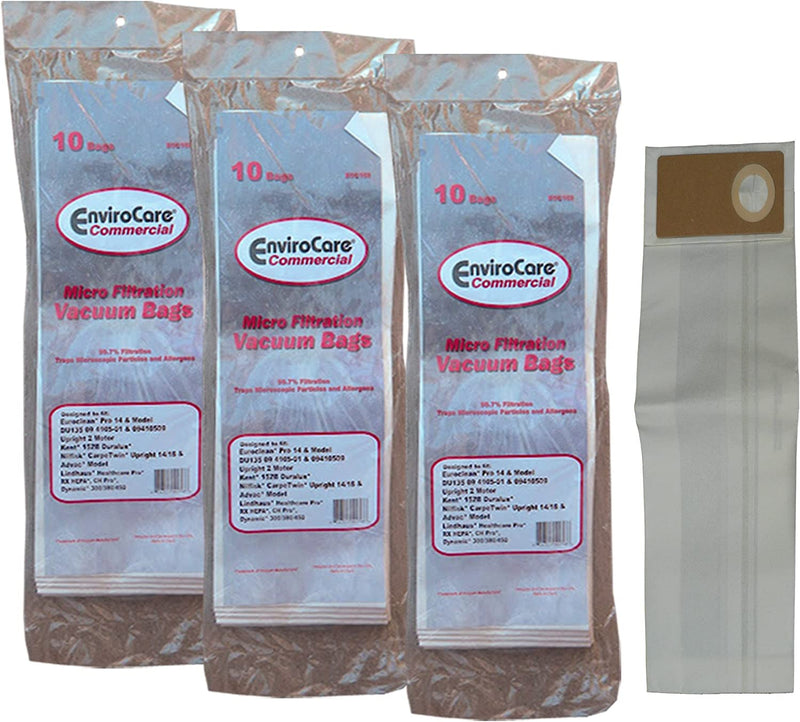 EnviroCare 20 Commercial Euroclean Pro, Kent, Nilfisk, Advac, Lindhaus 09410509 Upright Vacuum Cleaner Bags Model Pro 14 DU135, CarpeTwin Upright 14/18