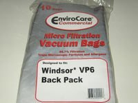 Windsor Commercial VP6 Back Pack Vacuum Cleaner Bags 68075, 9.840-598.0 - 10/pk