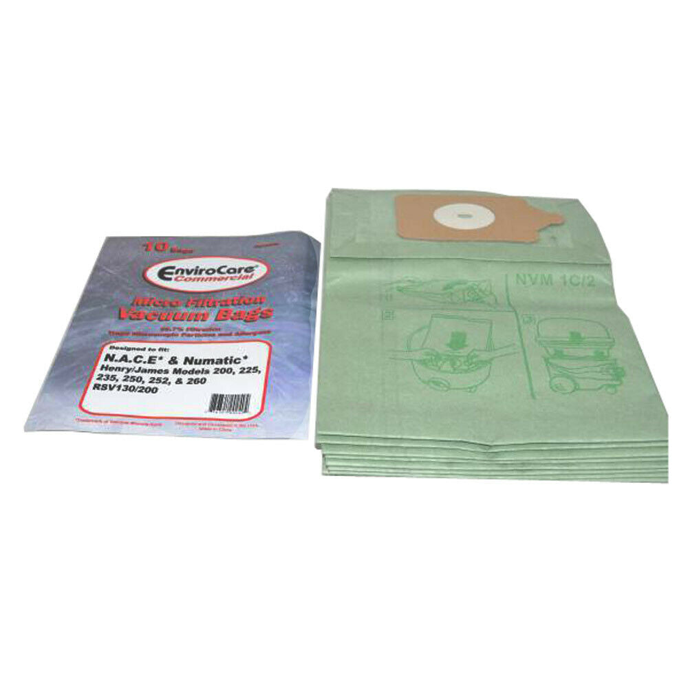 Numatic NACE Henry, James 200, 225 NVM1C Vacuum Cleaner Bags - 10 per pack, #604017, ECCNVM