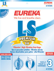 Eureka  LS  Filteraire Vacuum Bags 61820A - Genuine - 3 Pack