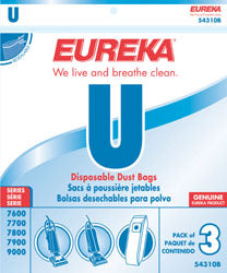 Eureka U Vacuum Bags 54310A, 54310B, 54310C  - Genuine - 3 Pack, 308