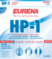 Eureka HP-1 Vacuum Cleaener Bags 62423 Formerly GE-1 - 3 Pack, 155