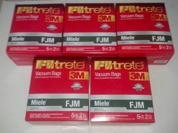 25 Miele Type FJM Premium HEPA Filtration Canister Vacuum Cleaner Bags + 5 Motor Filters, and 5 Exhaust Air Clean Filter