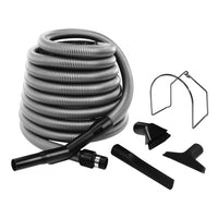 a garage central vacuum basic attachment kit: hose, upholstery brush, dusting brush, crevice tool and wall hose hanger