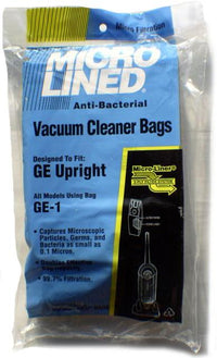 General Electric / Walmart GE-1 MicroLined Upright Vacuum Cleaner bags - 6 pack