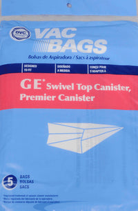 GE  C Series 405329 Vacuum Bags for Premier  Whirlwind Swivel Top Canister - 5 Pack