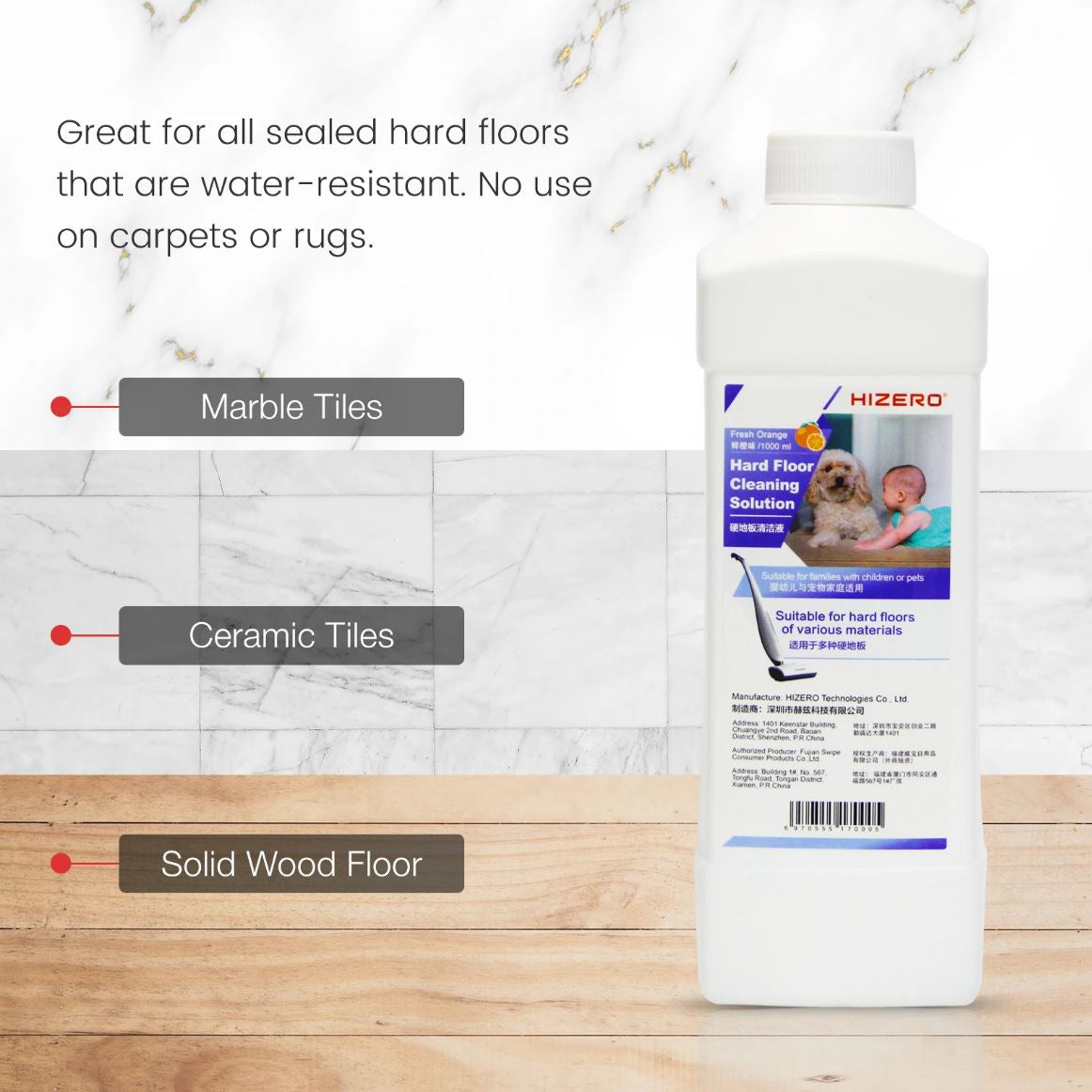 CLEANING SOLUTION,ORANGE-HIZERO BIONIC MOP