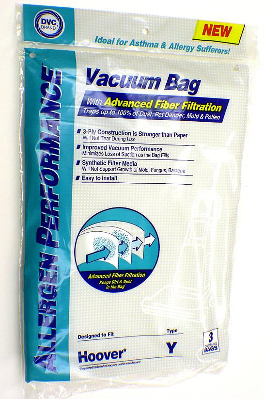 Hoover Y Vacuum  Bags ALLERGEN PERFORMANCE Cloth Bags - Generic - 3 Pack