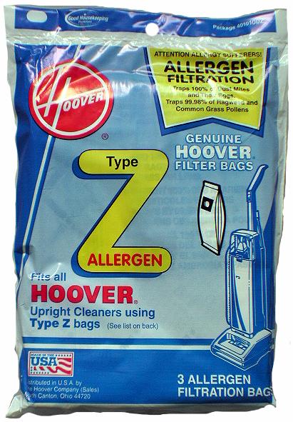 Hoover Z Allergen Vacuum  Bags 4010100Z - Genuine - 3 pack