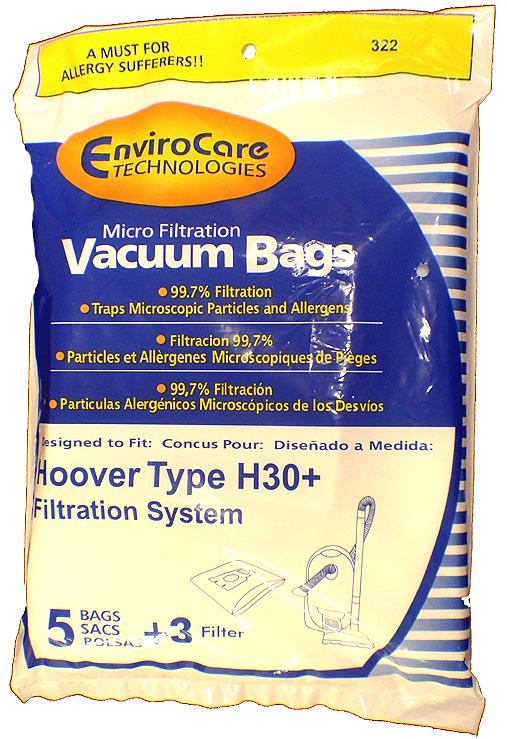Hoover H30 Telios Vacuum Bags 40101001, 09169855 - Generic  - 5 bags