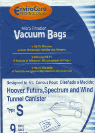 Hoover S Vacuum  Bags Allergen 63 Cts. KIT10 - Generic - MEGA DEAL