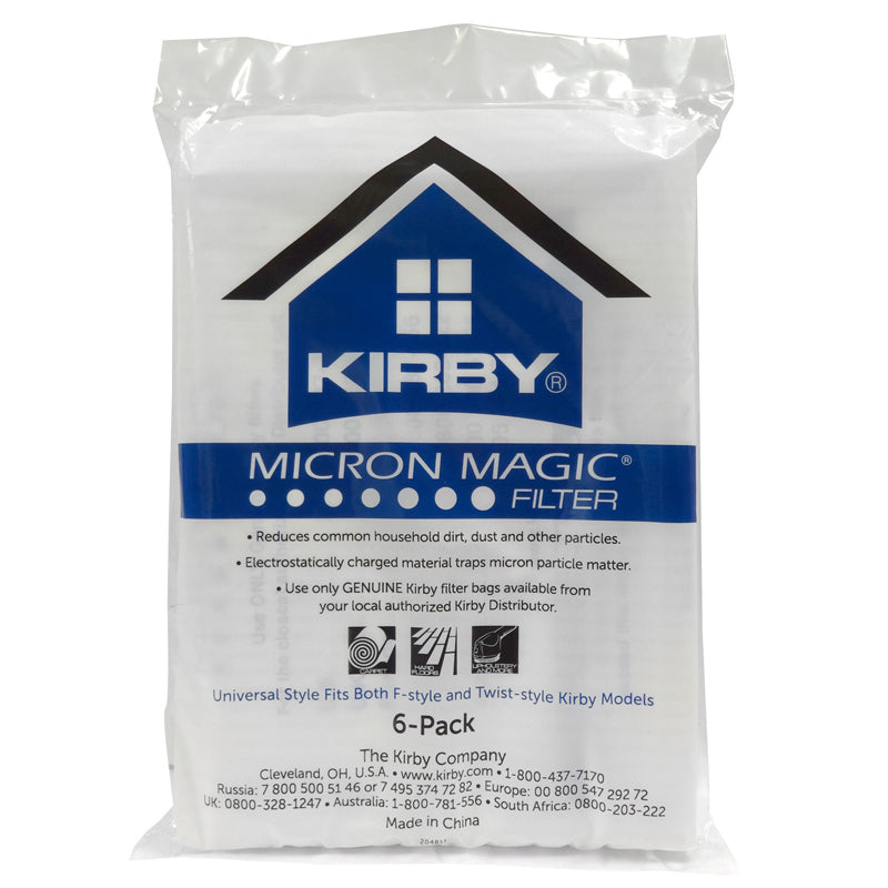 Kirby Universal Bag Kirby #204811 Universal Micron Magic Cloth Bags with 0.3 Micron Filtration for All Generation & Sentria Models (6 Bags & 1 belt)