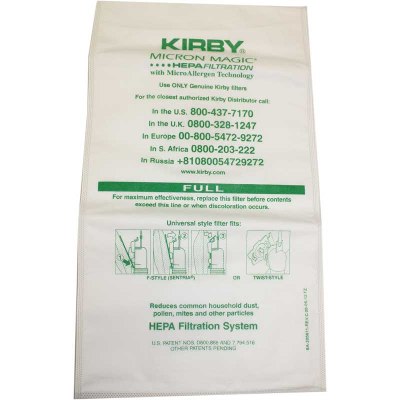 Kirby Vacuum Universal Fit Allergen Reduction Vacuum Bags - 2 Pack - Genuine