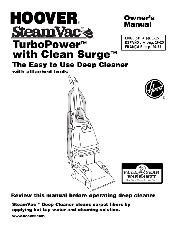 Manual - Hoover MaxExtract model FH50230