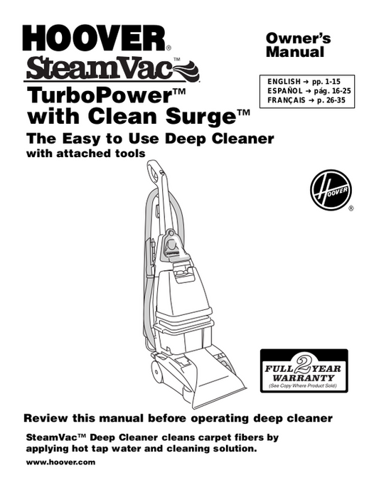 Manual - Hoover MaxExtract model FH50230