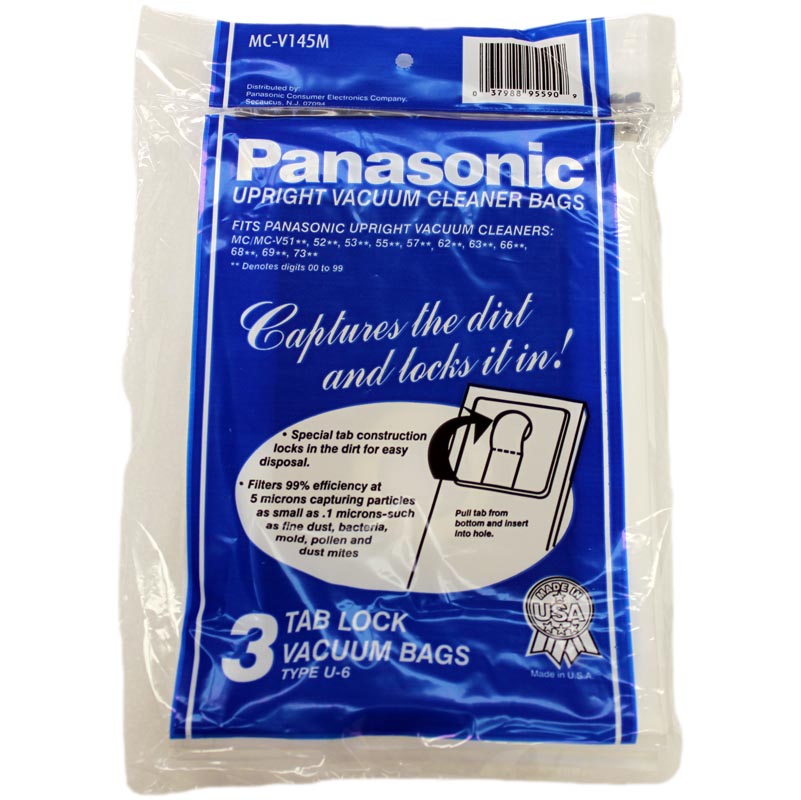 Panasonic Type U-6 Micron vacuum cleaner bags MC-V145MT-  3 pack