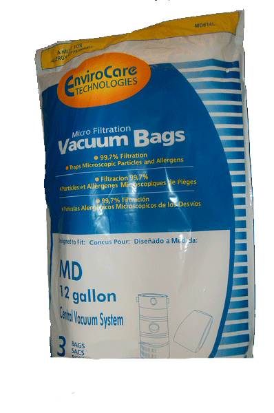 Modern Day 12 gallon Central Vacuum Bags  MD814L - 3 Pack