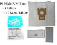 Miele Type F, J  M HEPA Synthetic Cloth Vacuum Cleaner Dustbags 9 Bags 2 Filters 8 Scent Tablets