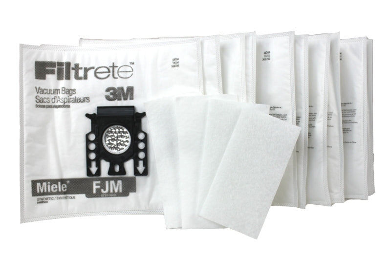 Miele Replacement: MIR-1403 Paper Bag, 3M Miele Style FJM Synthetic 10Pk+4filters