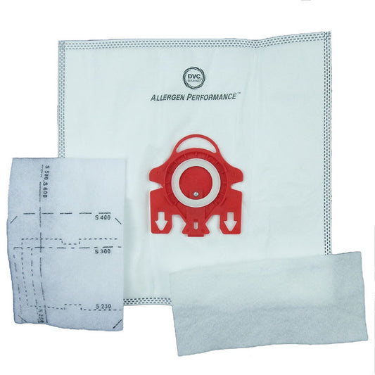 Replacement Miele F/J/M Synthetic Cloth Dust Bags With Plastic Collar 5 bags and 2 Filters with HEPA Grade Advanced Fiber Filtration