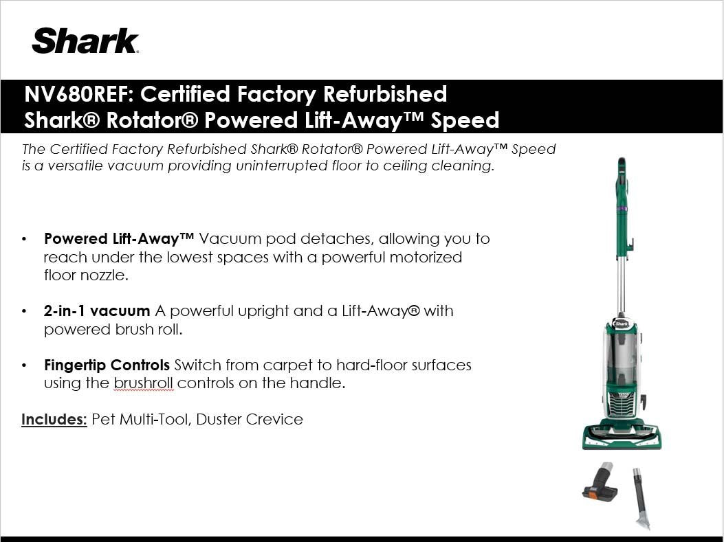 Shark Rotator Powered Lift-Away Speed Vacuum, Blue NV680 (Certified Refurbished)