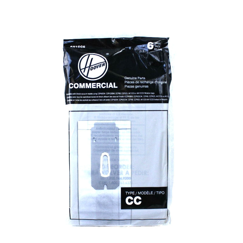 Oreck Type CC Hypoallergenic Commercial Vacuum Bags 6/pk #AH1CC6. Replaces  CCPK8DW, CCPK8, CCPK25, AK1CC6, AK1CC25