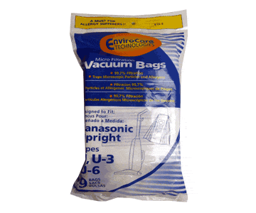 Panasonic Upright Type U, U-3, U-6  Vacuum Bags - 9 pack