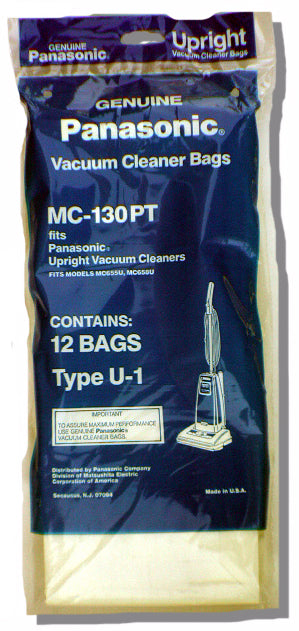 Panasonic Type U-1 MC-130PT Vacuum Cleaner Bags -  Genuine - 12 pack