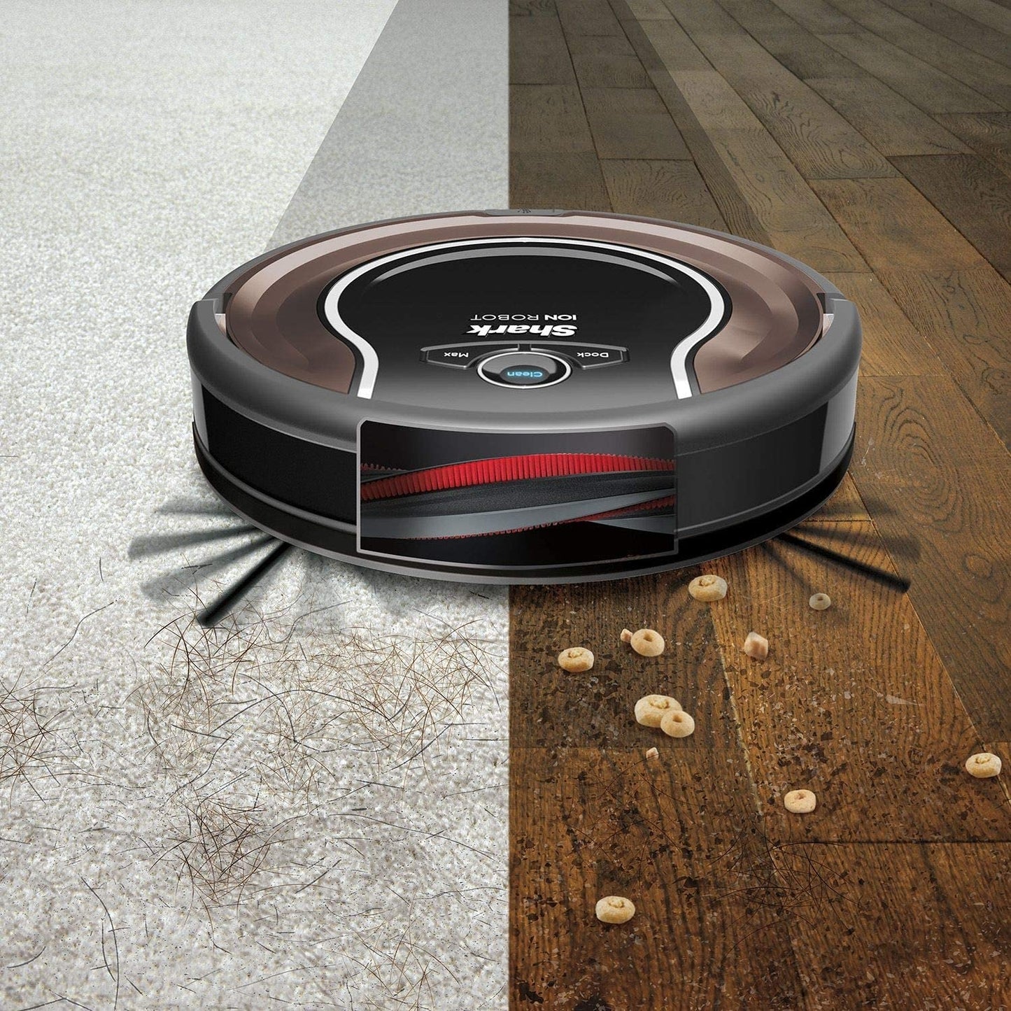 Shark RV750R ION Intelligent Smart Sensor Navigation Robot Vacuum Cleaner for Home, Brown, Works with Google Assistant, With WIFI (Certified Refurbished)