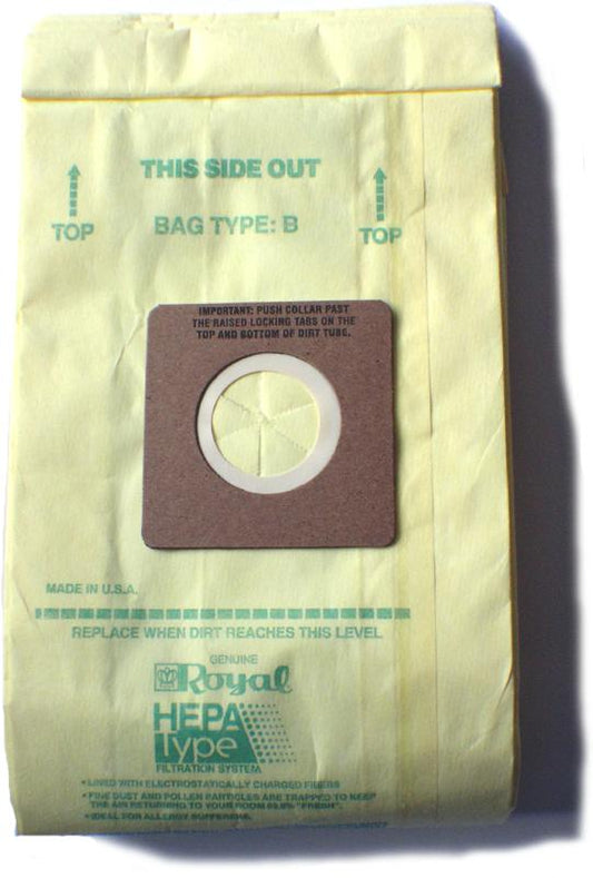 Royal Type B HEPA Filtration 3-871075-001 Vacuum Bags - Genuine - 3 pack