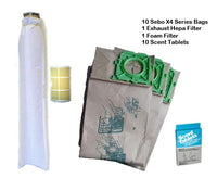 10 Bags, 2 Filters and 8 Scent Tablets for X Series Bags & Filter Service Kit For Upright Sebo Vacuums. Compare to SEBO 5828AM