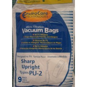 Sharp Upright Types PU-2 Vacuum Bags Microfiltration with Closure - 9 Pack - Generic