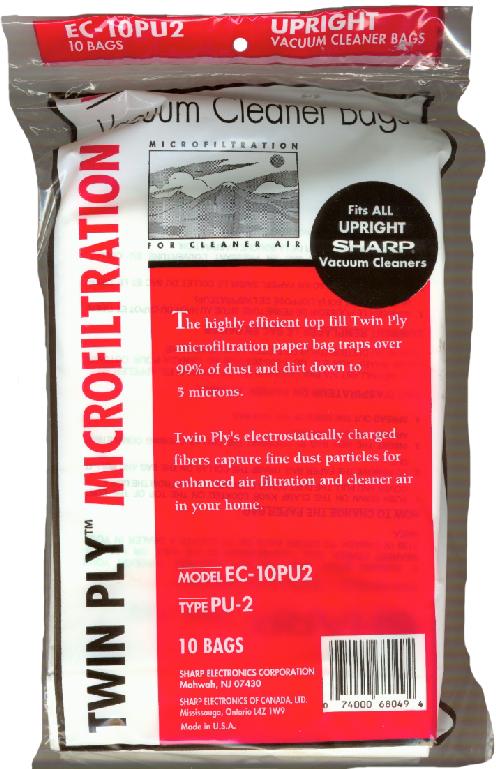 Sharp PU-2 Upright Vacuum Cleaner Bags- 9 pack