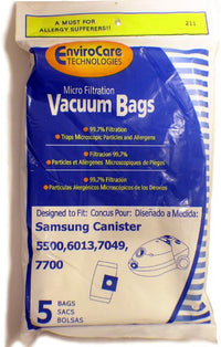 Samsung VP-77F Canister 5500, 6013, 7049 and 7700 Bags- Generic -5 pack