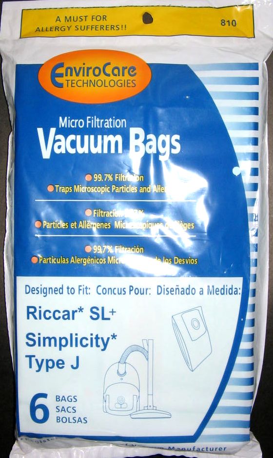 Simplicity Type J Bags for Champ Canister Vacuum - 6 pack Replaces S2-6