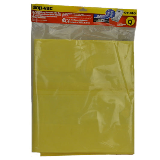 Shop Vac: SV-9194600  PAPER BAG, 2 PLY 25 GALLON 2PK