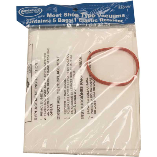 PAPER BAGS-SHOP-VAC,5PK,WITH RUBBER BAND