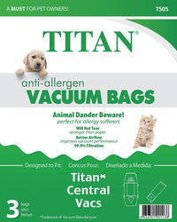 Titan Central Vacuums T505 vacuum bags