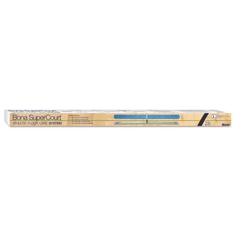 Bona WM710013471 Super Court Athletic Floor Care System, 60" Microfiber Head, 66" Handle, Blue, Aluminum