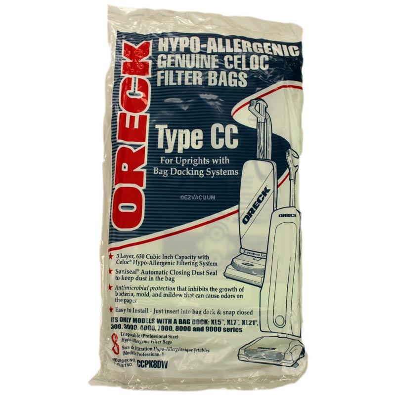 To Fit Oreck Type CC Hypo-Allergenic Filter Bags XL7 5 Pk 
